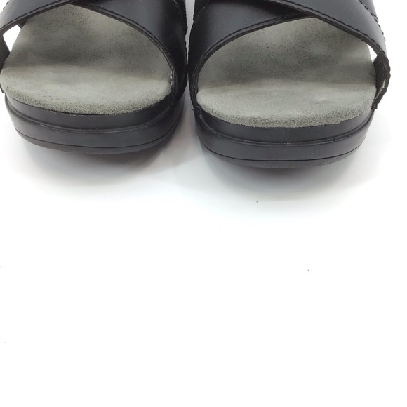 Dansko Black Leather Sela Pull Up Slide Sandal - Picture 7 of 15